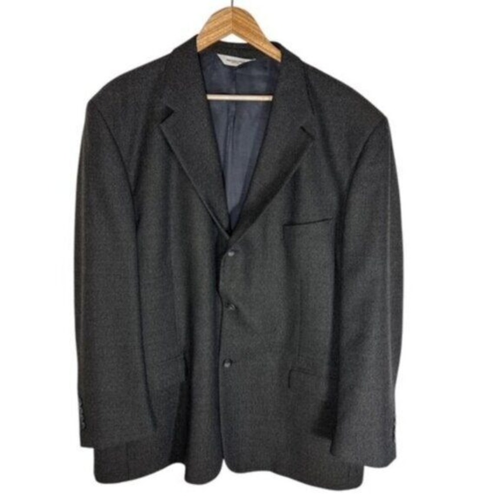 Pronto Uomo Mens 50R Blazer Charcoal Gray 100% Worsted Wool Made in Italy Jacket